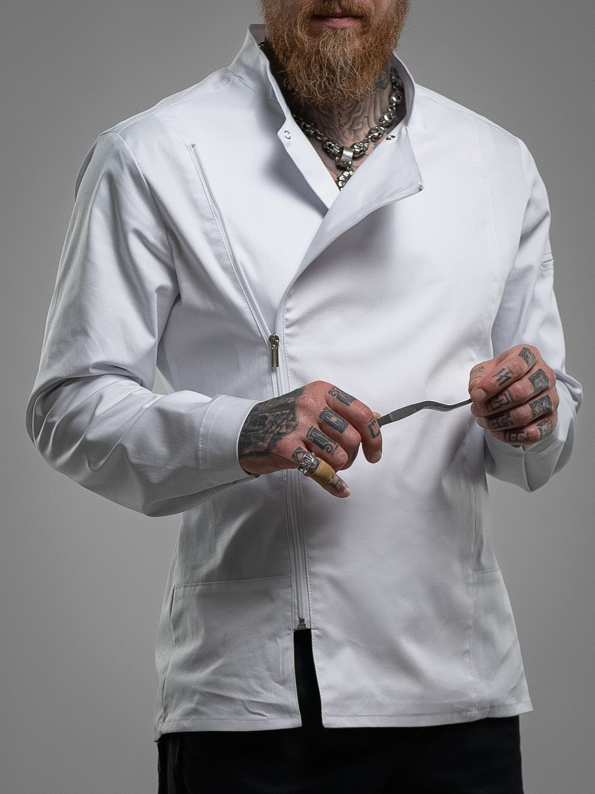 Veste de chef professionnelle pour homme, blanche, manches longues