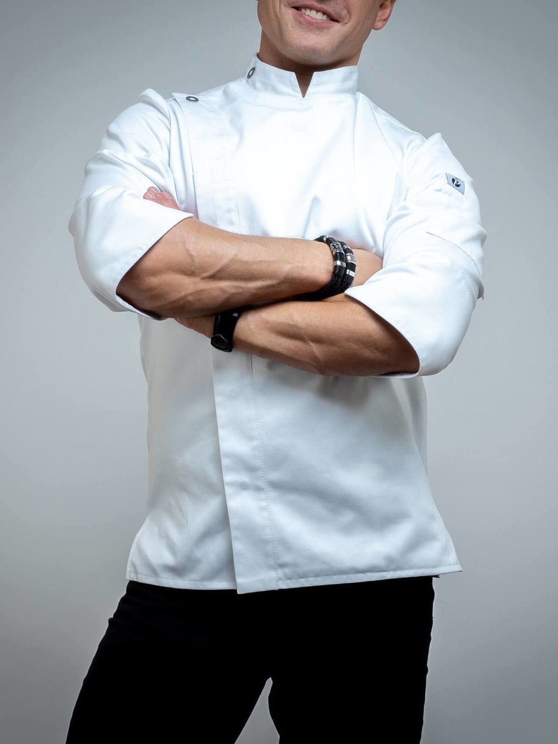 Veste de cuisine professionnelle pour homme, blanche, manches longues