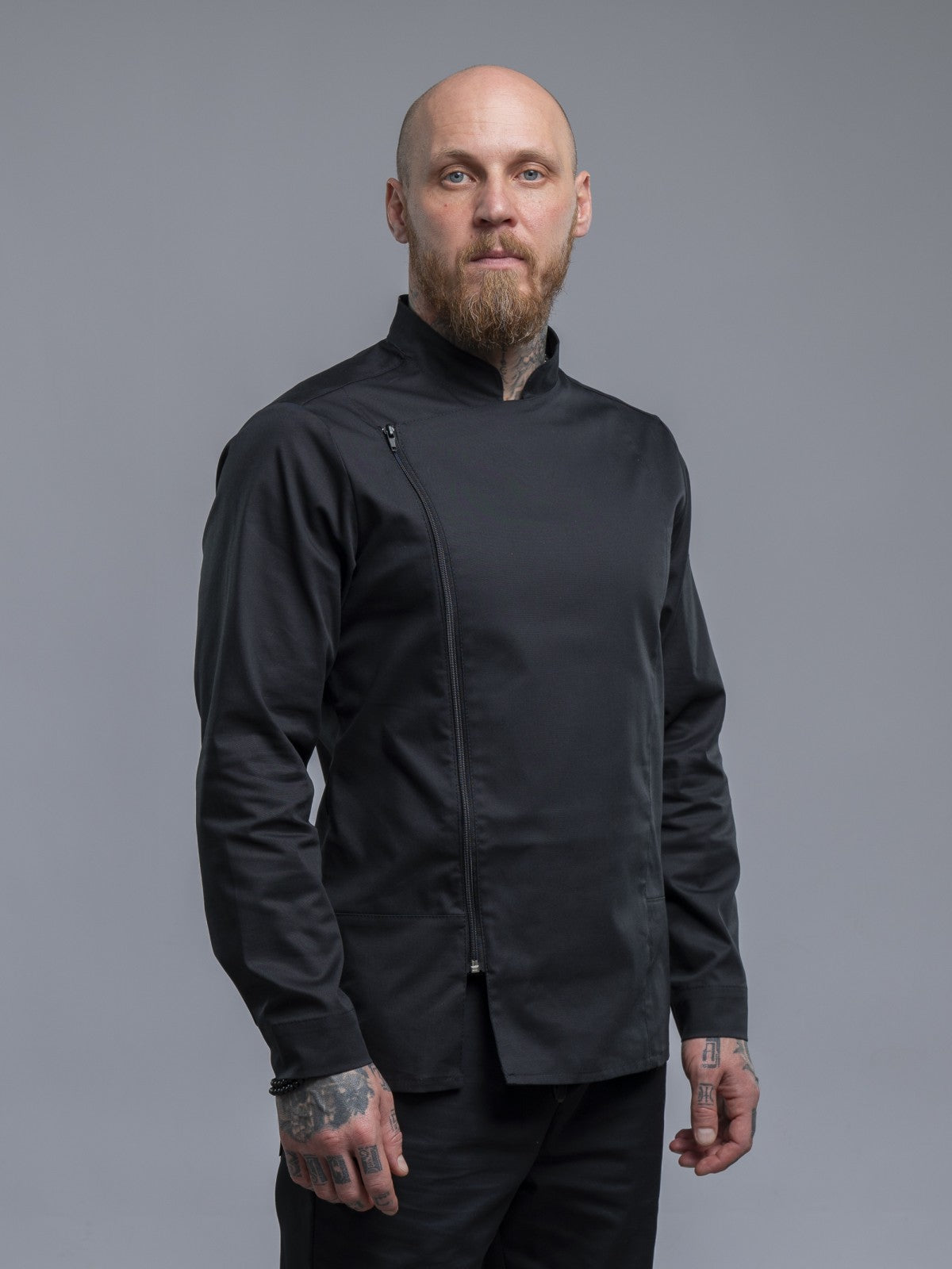 Veste de chef professionnelle pour homme, noire, manches longues