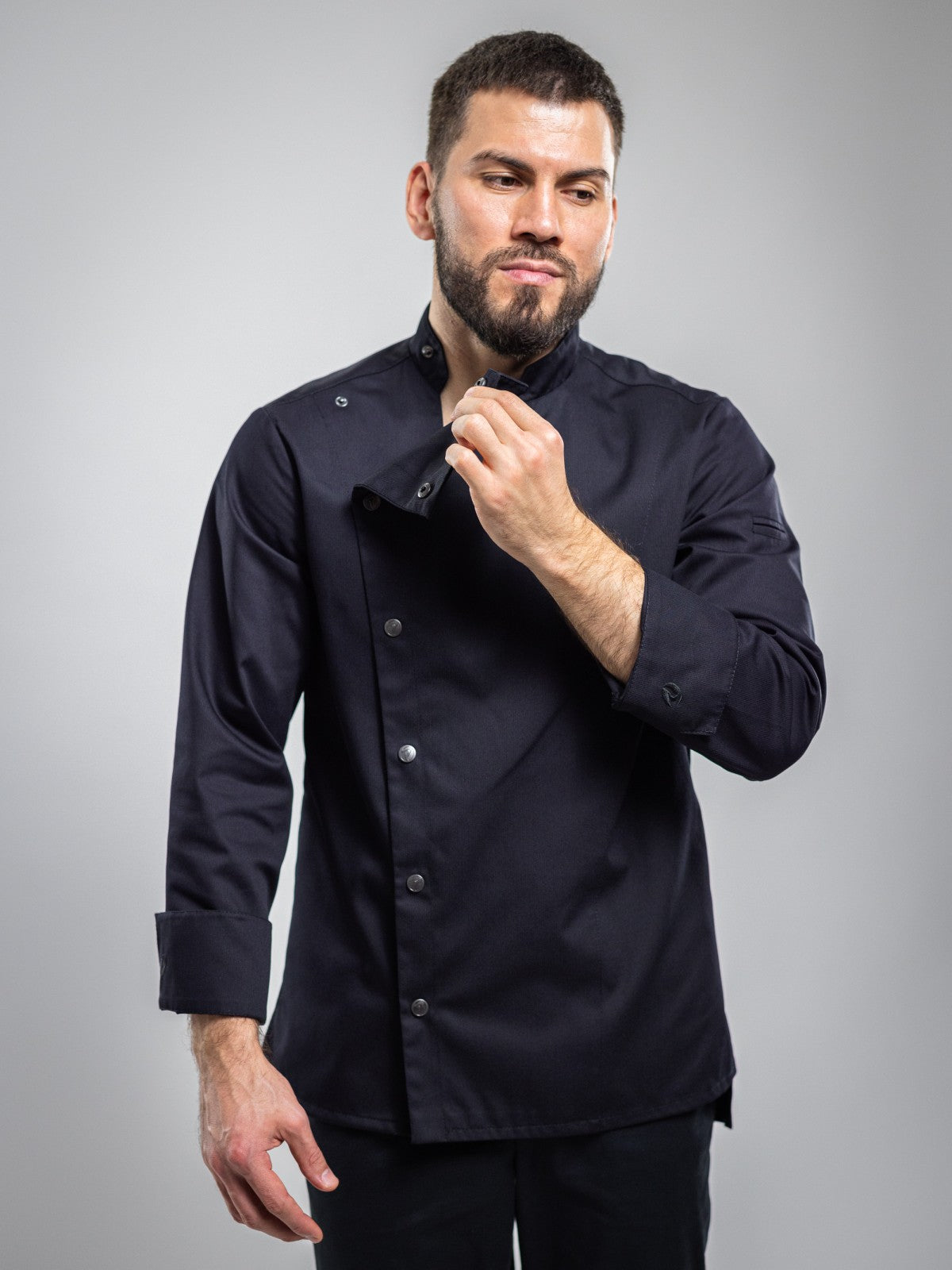 Veste de chef professionnelle pour homme, noire, manches longues