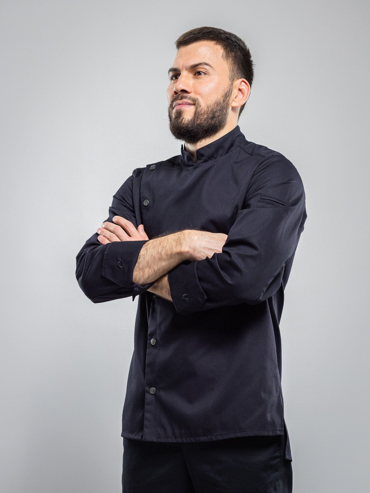 Veste de chef professionnelle pour homme, noire, manches longues