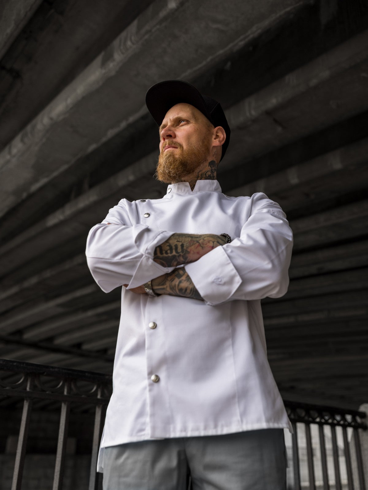 Veste de chef professionnelle pour homme, blanche, manches longues