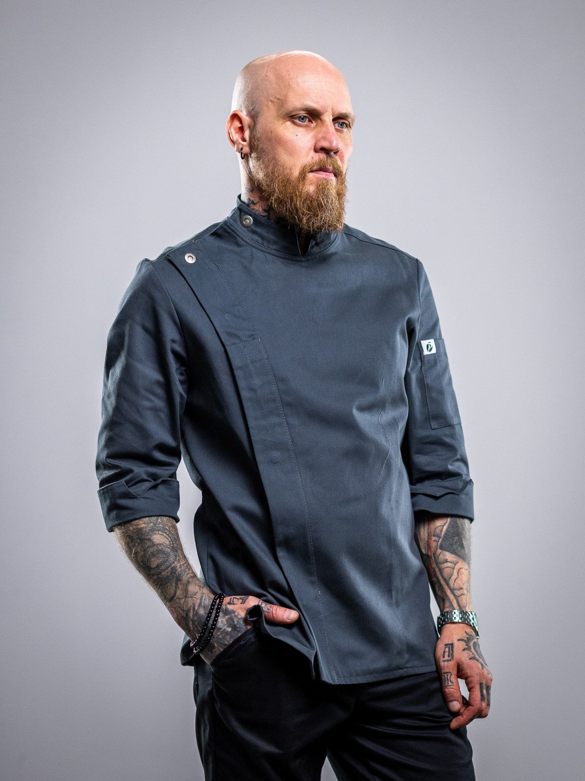 Veste de cuisine professionnelle pour homme, grise