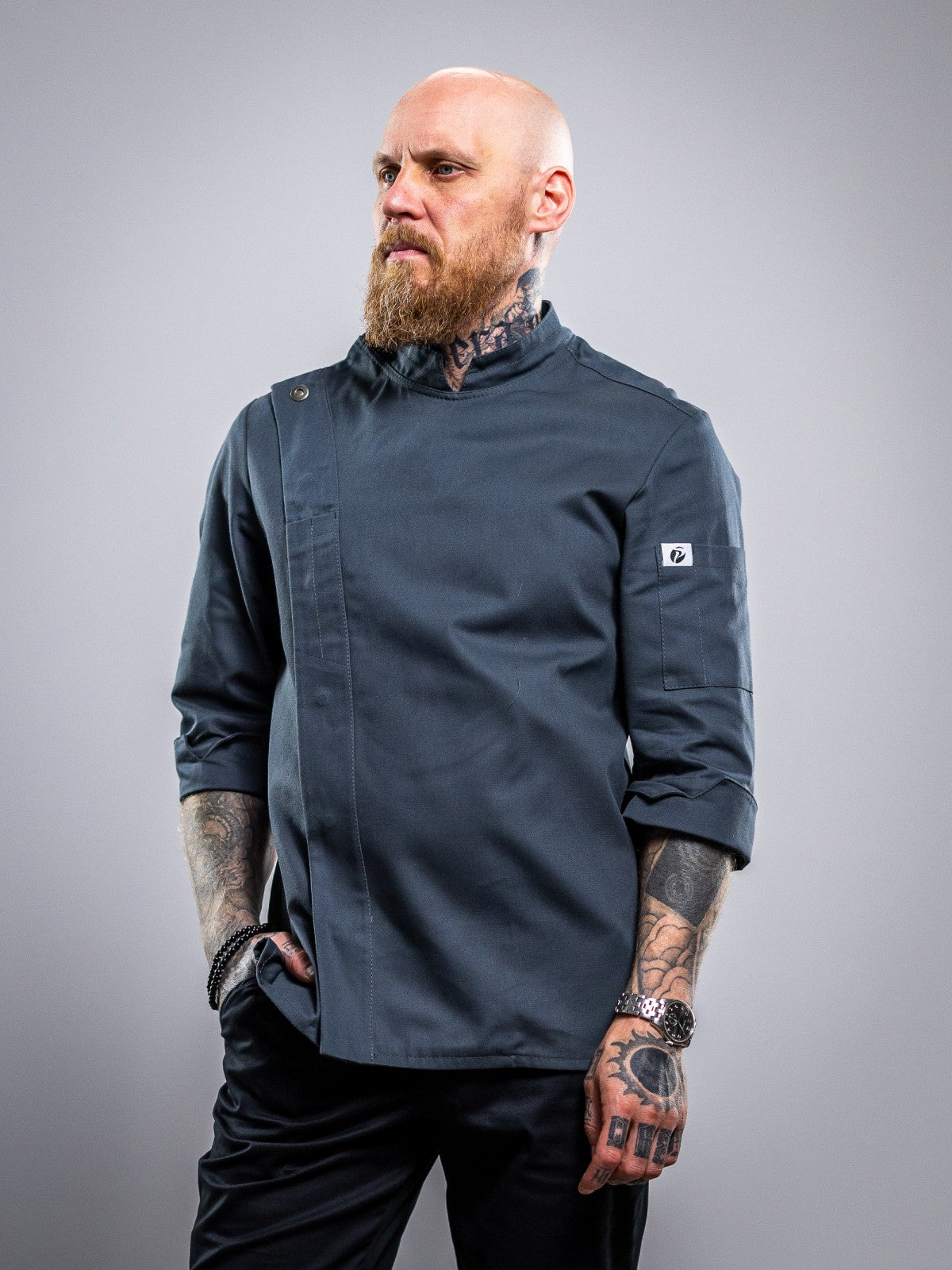 Veste de cuisine professionnelle pour homme, grise