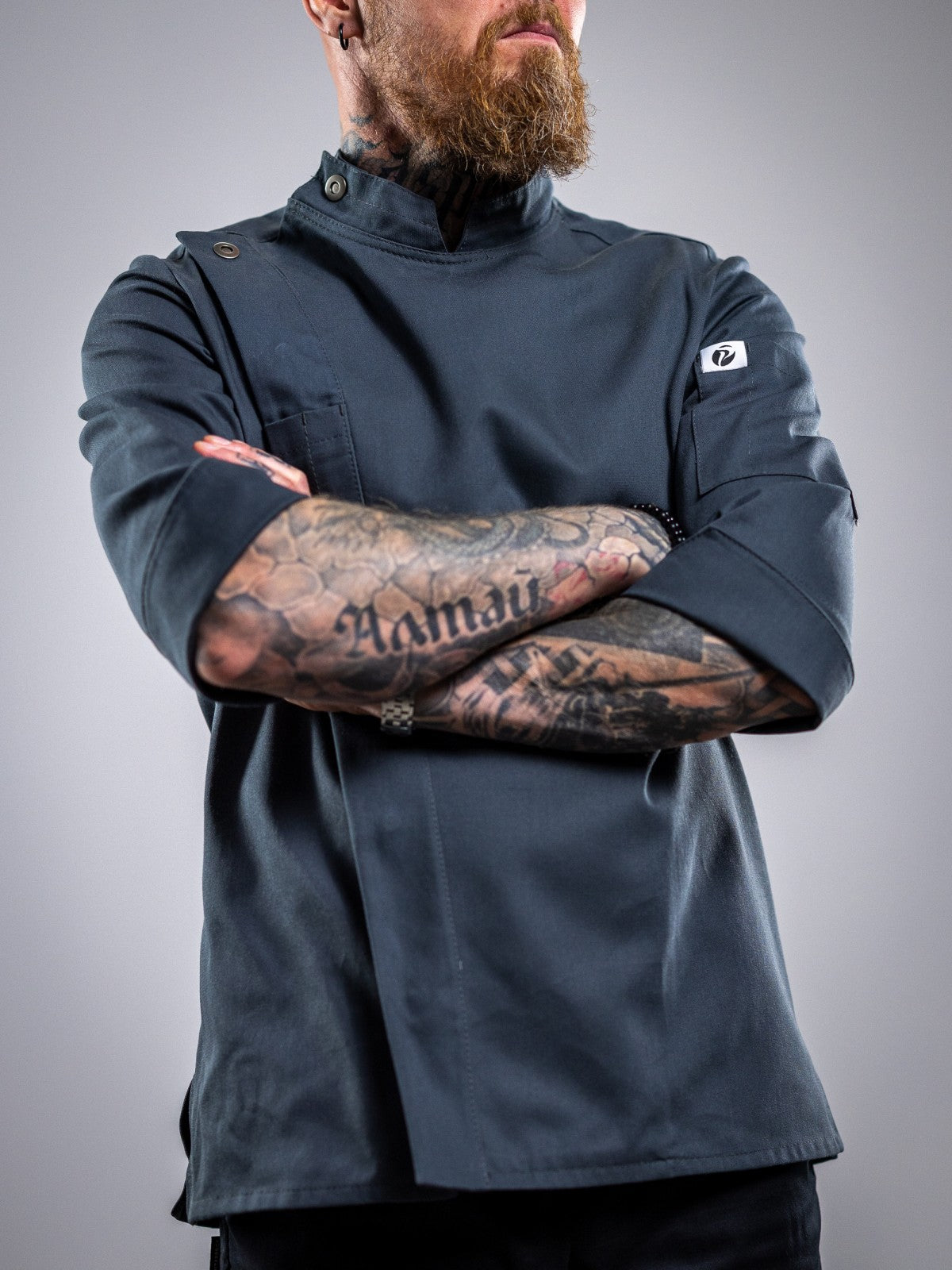 Veste de cuisine professionnelle pour homme, grise