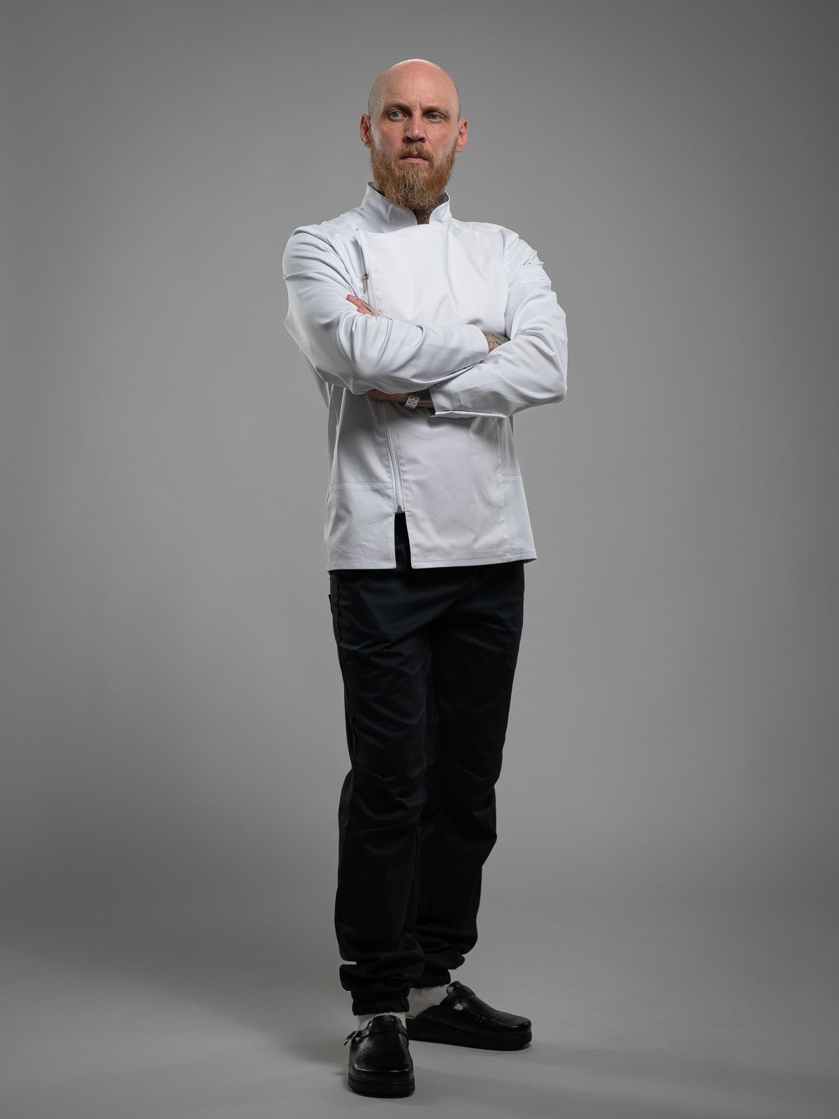 Veste de chef professionnelle pour homme, blanche, manches longues