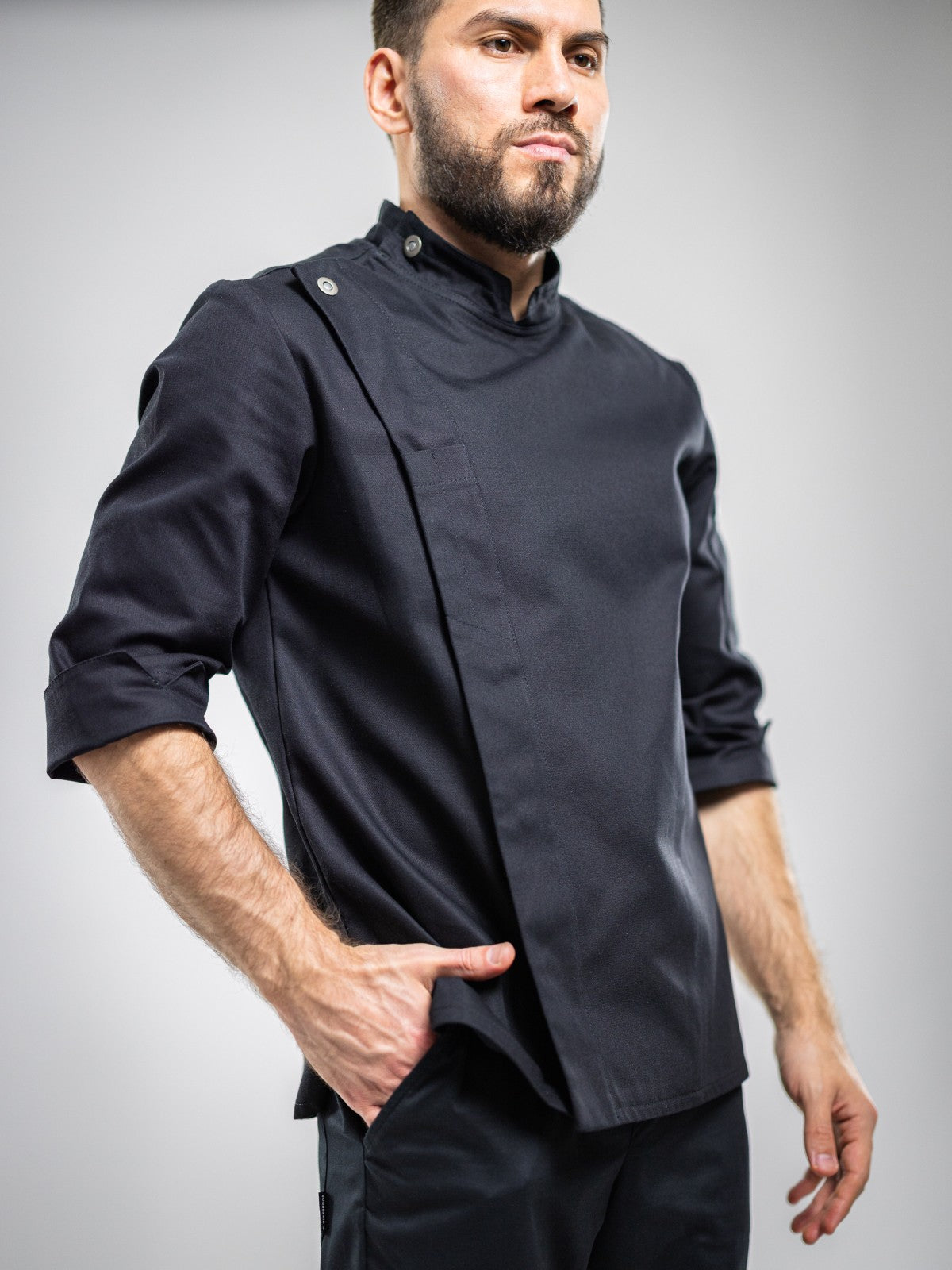 Veste de cuisine professionnelle pour homme, noire