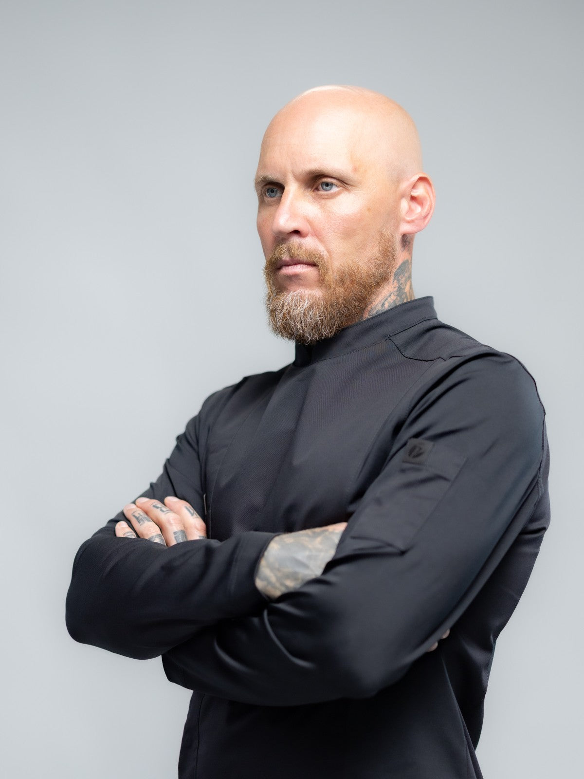 Veste de cuisine professionnelle pour homme à manches longues, noire