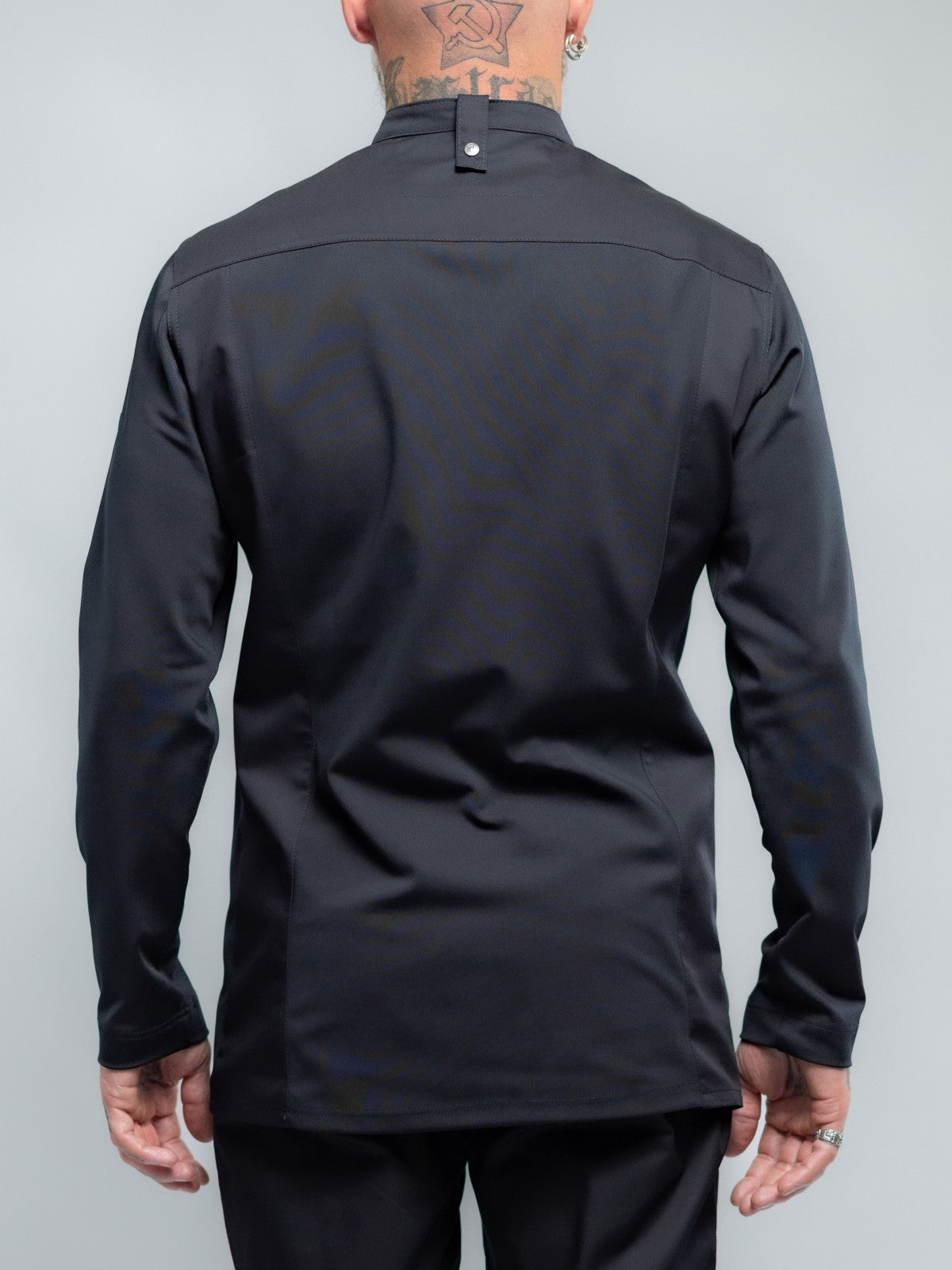 Veste de cuisine professionnelle pour homme à manches longues, noire