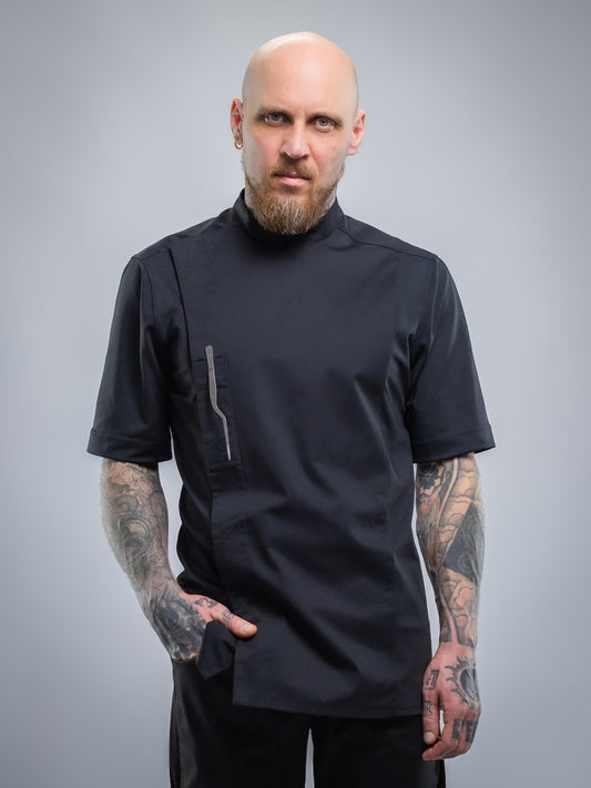 Veste de cuisine professionnelle pour homme, manches courtes