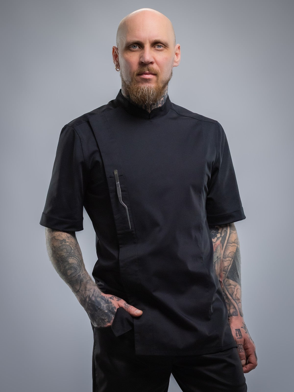 Veste de cuisine professionnelle pour homme, manches courtes