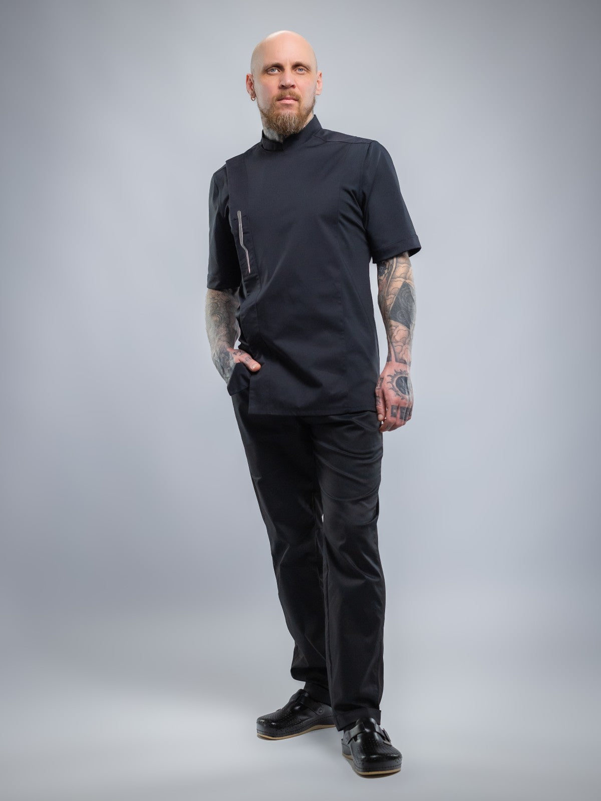 Veste de cuisine professionnelle pour homme, manches courtes