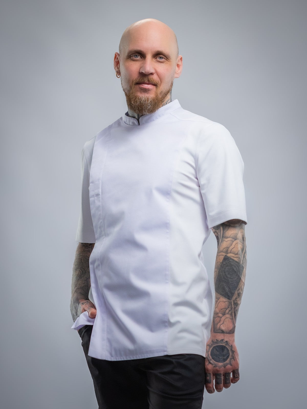 Veste de cuisine professionnelle pour homme, manches courtes