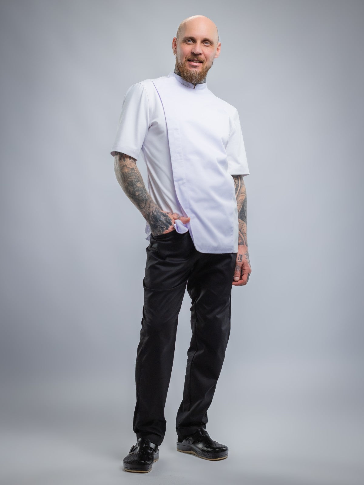 Veste de cuisine professionnelle pour homme, manches courtes