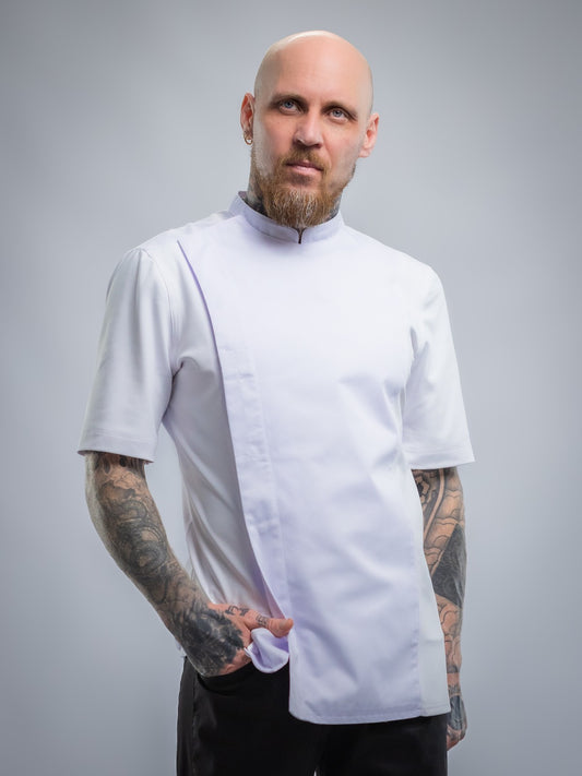 Veste de cuisine professionnelle pour homme, manches courtes