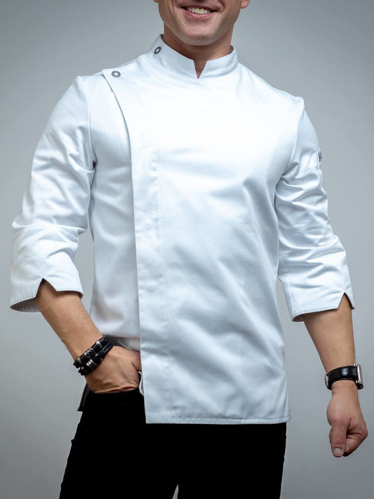 Veste de cuisine professionnelle pour homme, blanche, manches mi-longues