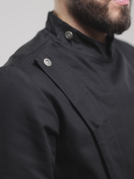 Veste de cuisine professionnelle pour homme, noire