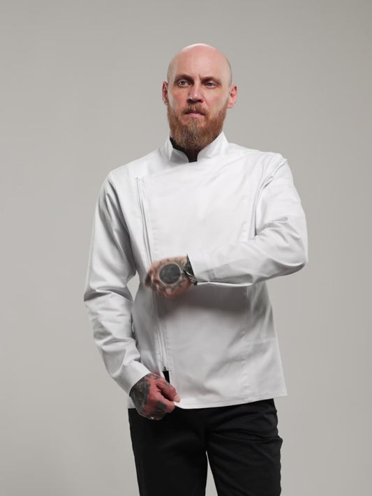 Veste de chef professionnelle pour homme, blanche, manches longues